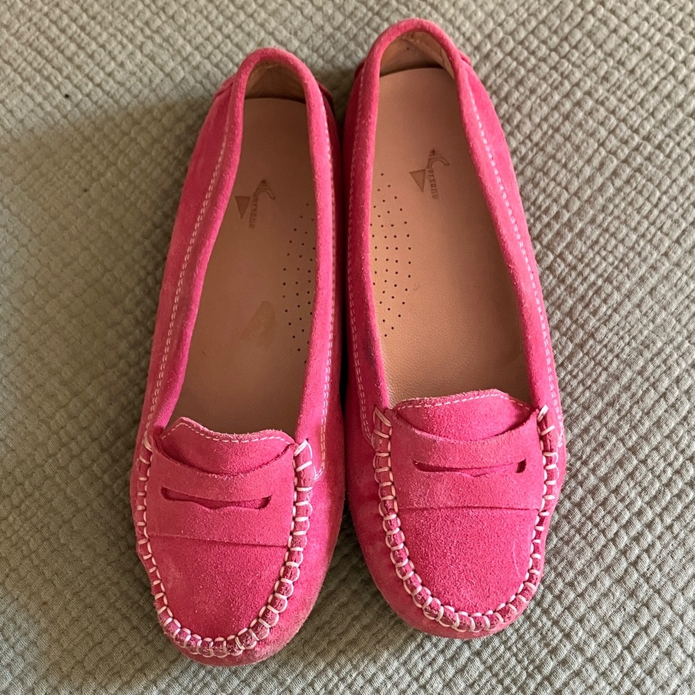 Vibrant Pink Suede Moccasins